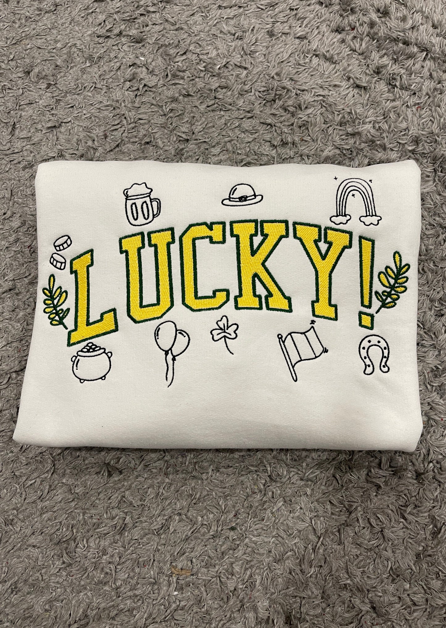 Lucky! Spellout Embroidery