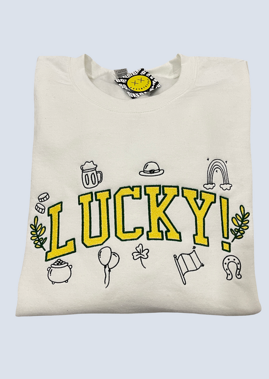 Lucky! Spellout Embroidery