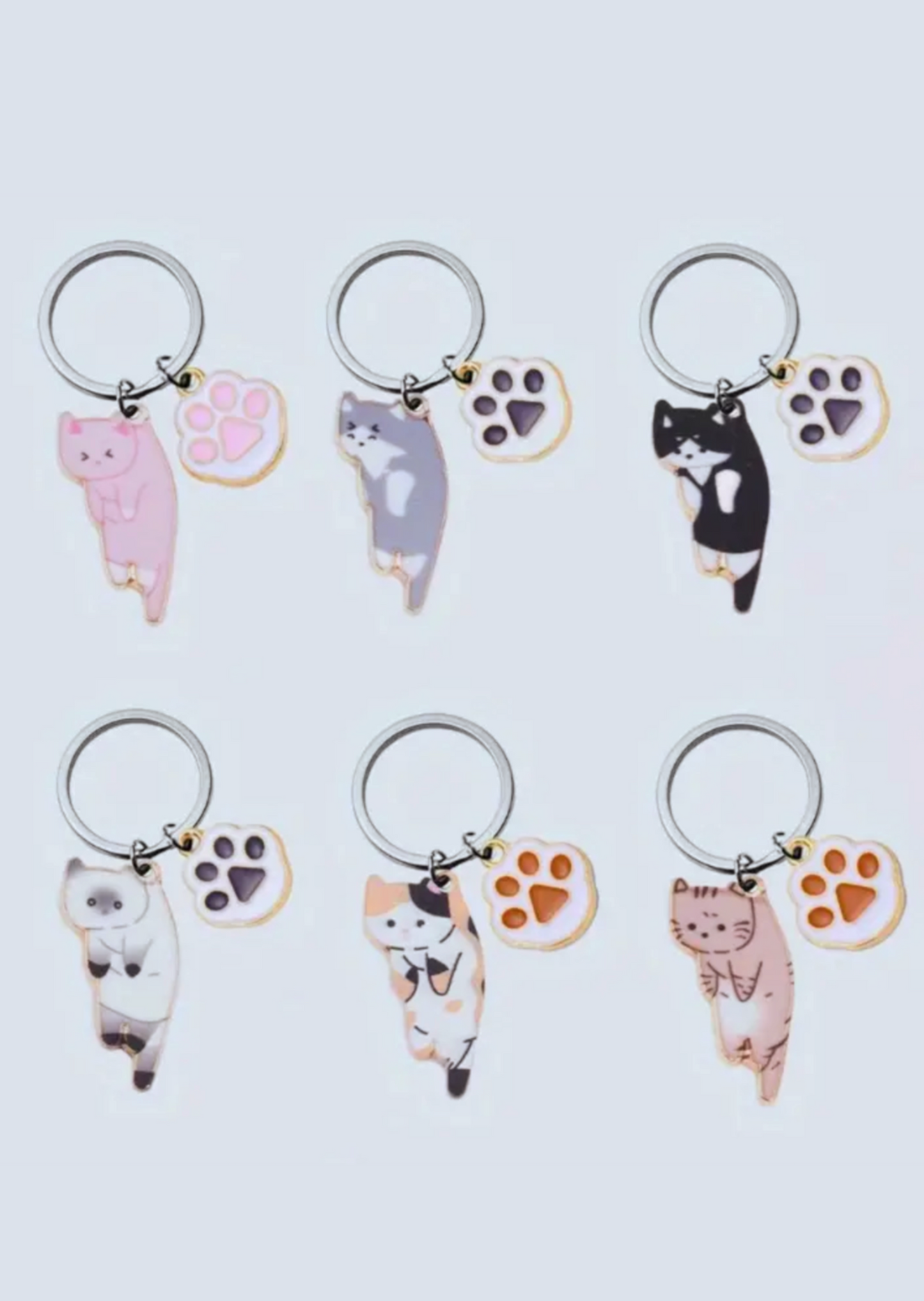 Cat and Paw Charm Keychains