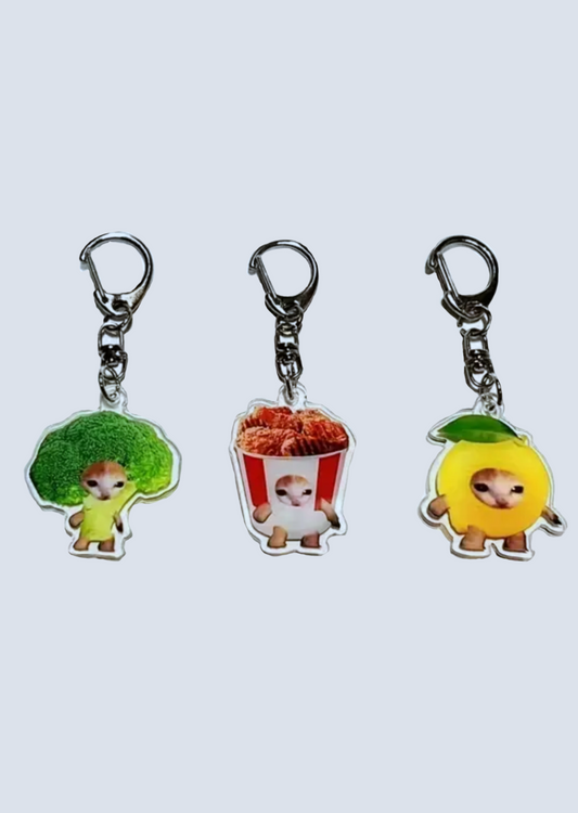 Meme Cats Food Acrylic Keychains