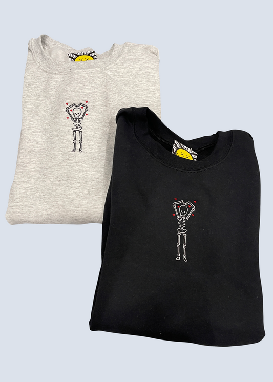 Skeleton Body Bones with Heart Embroidered Matching Set