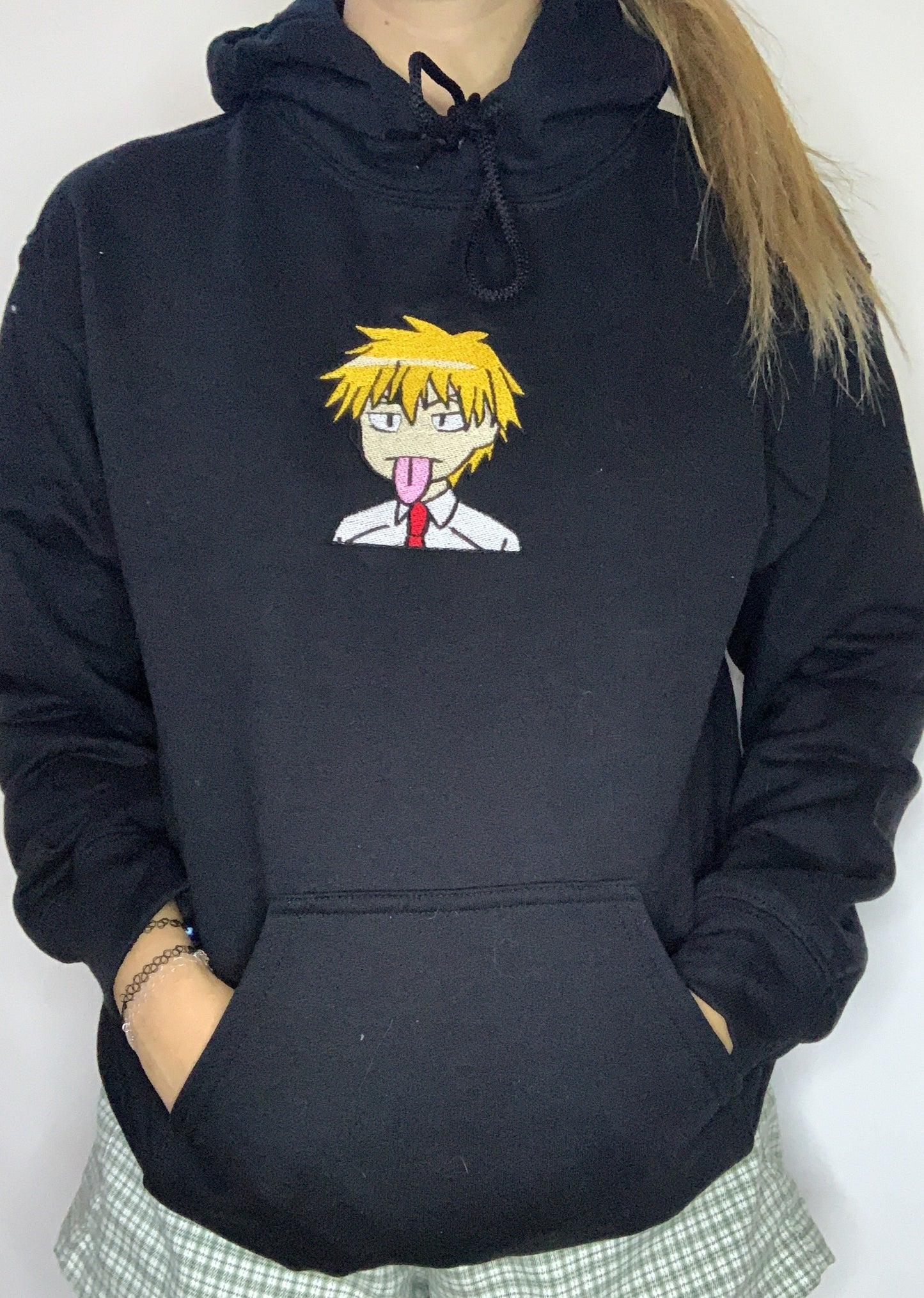 Maid Sama Anime Character Embroidered Black Hoodie