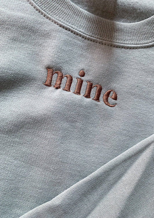 "Mine" Embroidered Sage Singular Sweatshirt