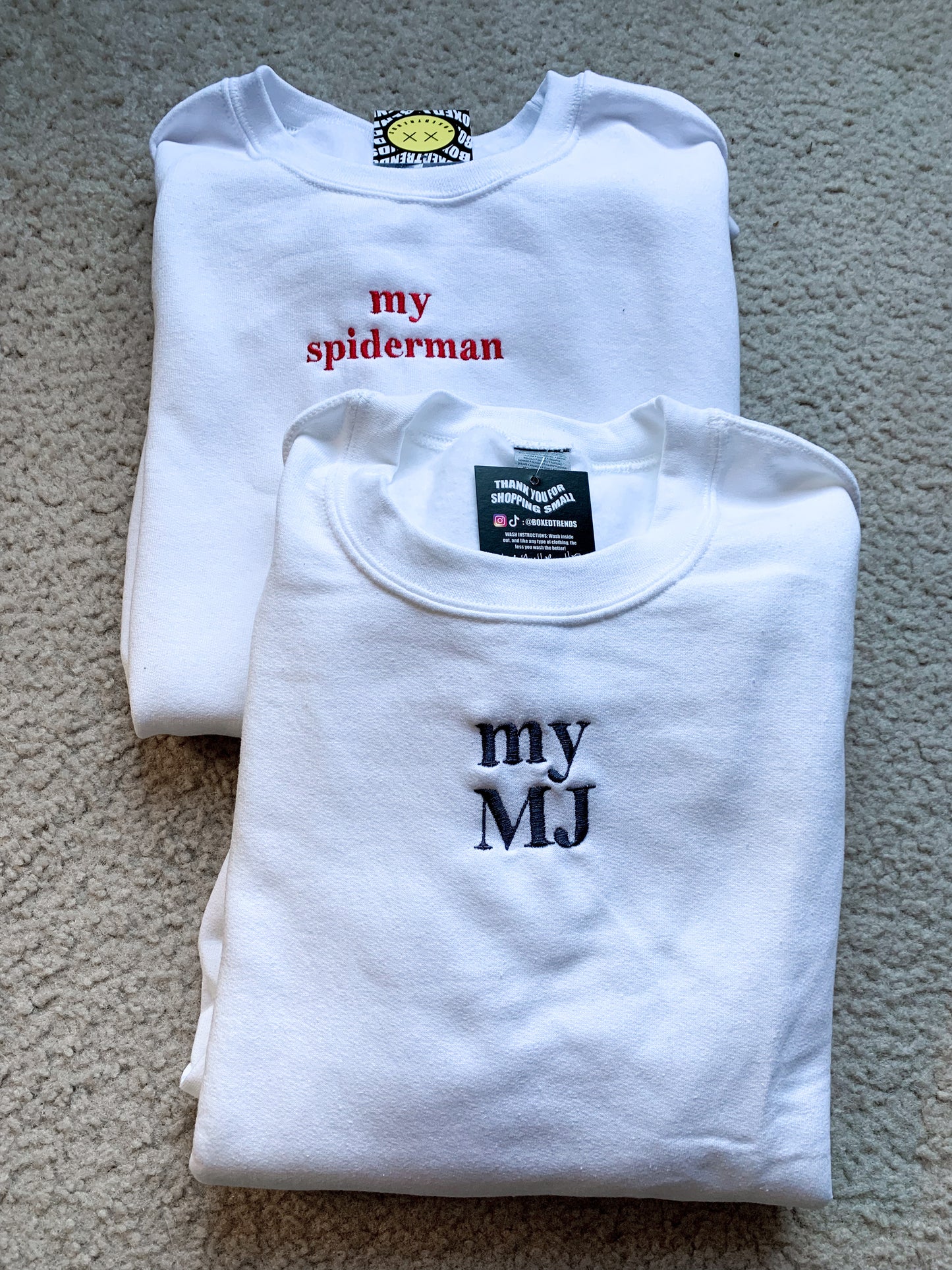 "My Spiderman" "My MJ" Embroidered Matching Set