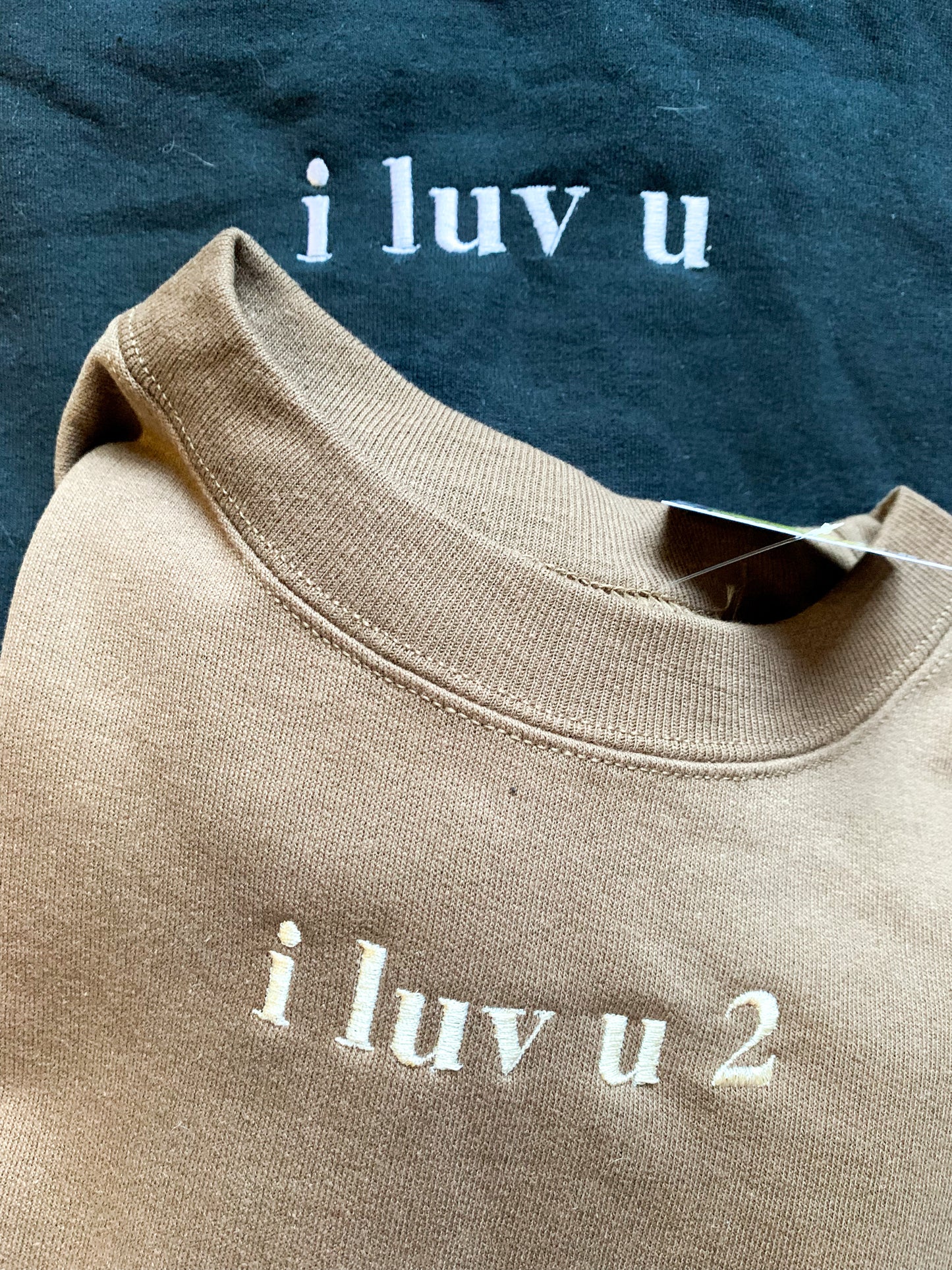 "i luv u" "i luv u " Matching Embroidered Set