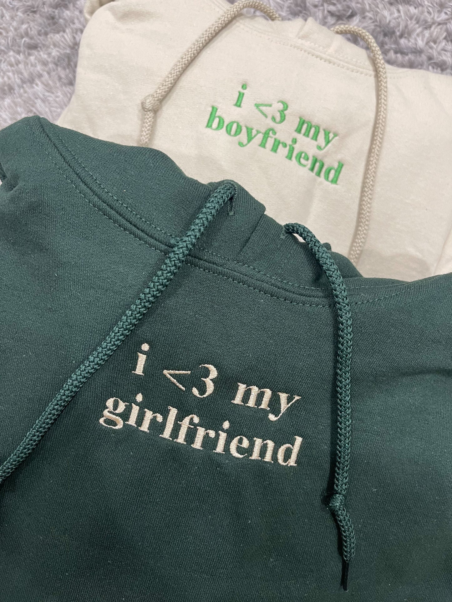 I Love My Boyfriend / Girlfriend Embroidered Matching Set