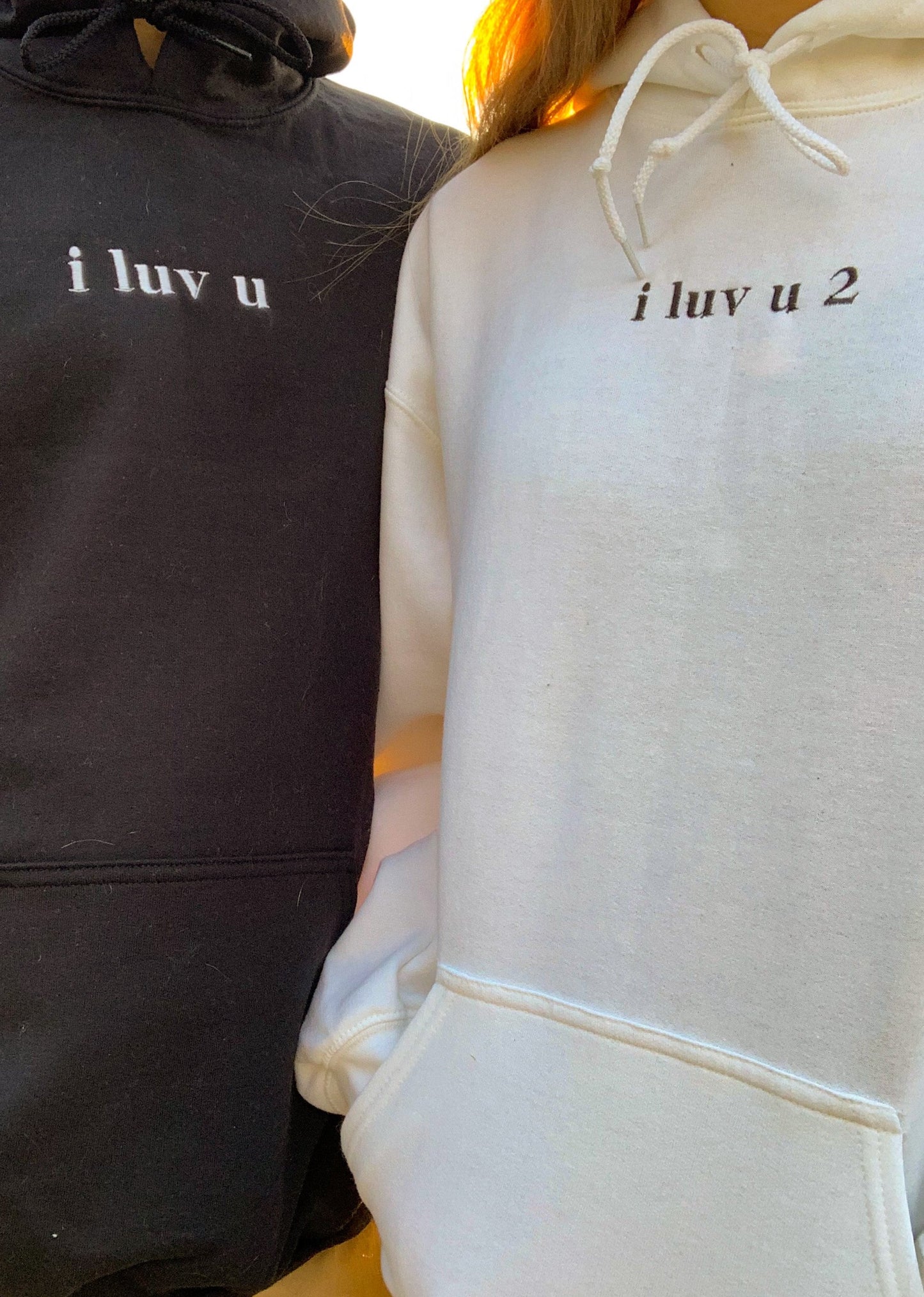 "i luv u" "i luv u " Matching Embroidered Set