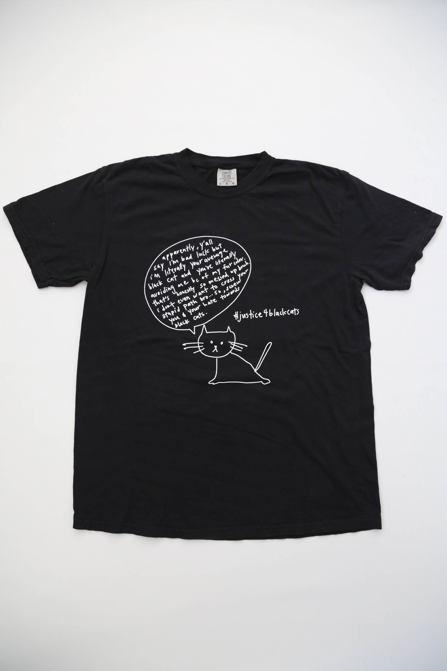 Justice for Black Cats Black Comfort Color Screen Printed T Shirt