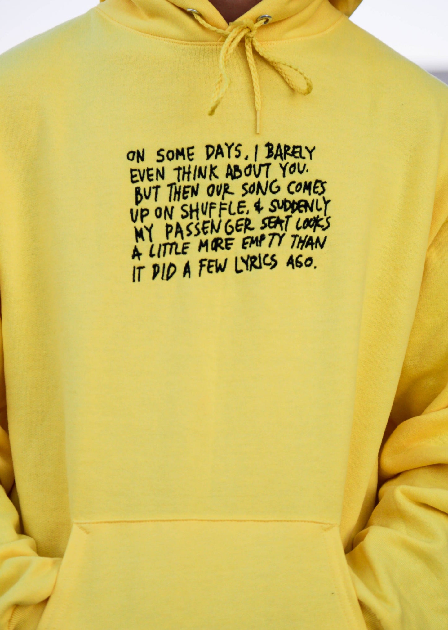 Empty Lyric Passenger Seat Embroidered Yellow Hoodie