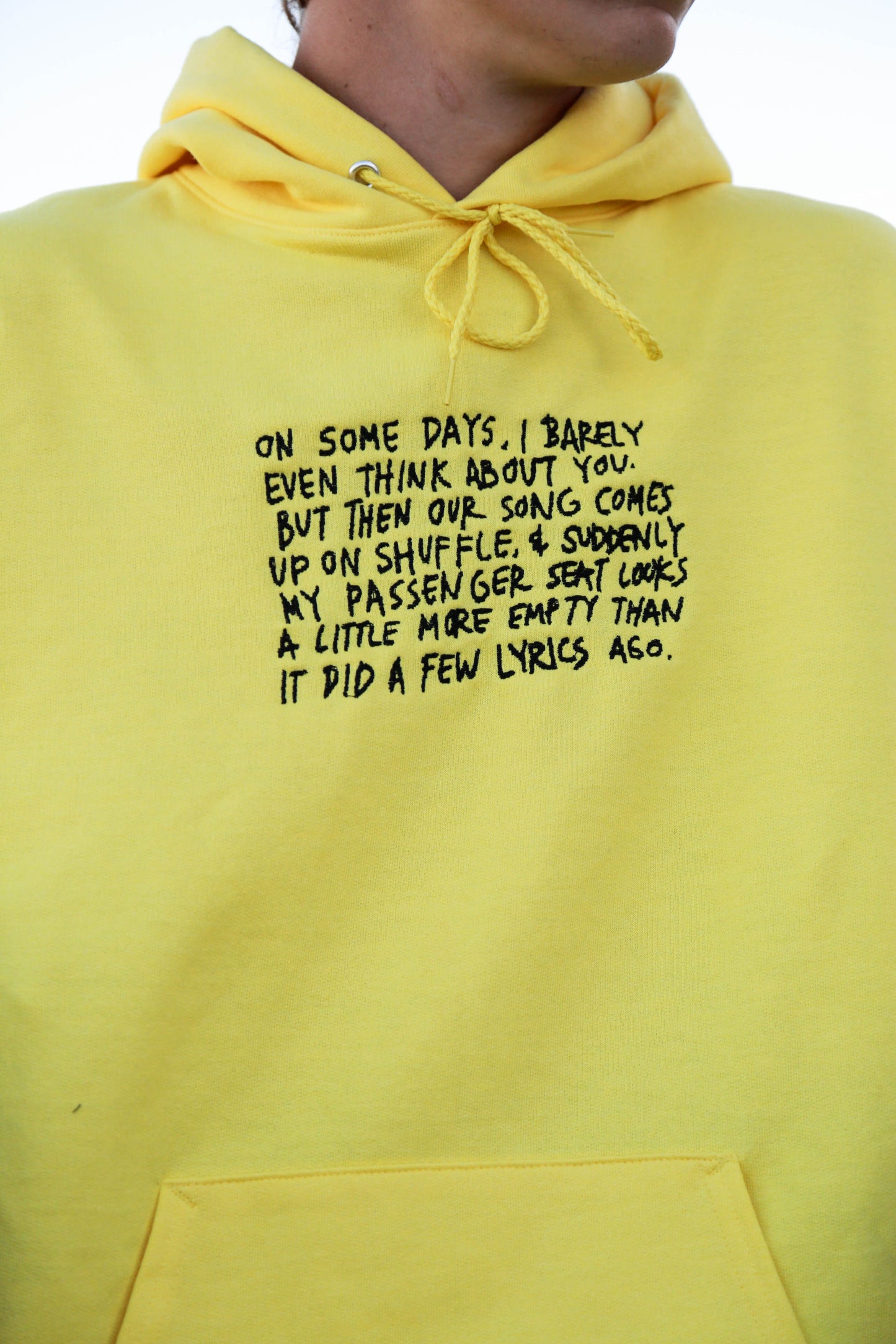 Empty Lyric Passenger Seat Embroidered Yellow Hoodie