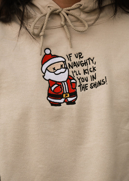 If You're Naughty, I'll Kick You in the Shins Santa Embroidery