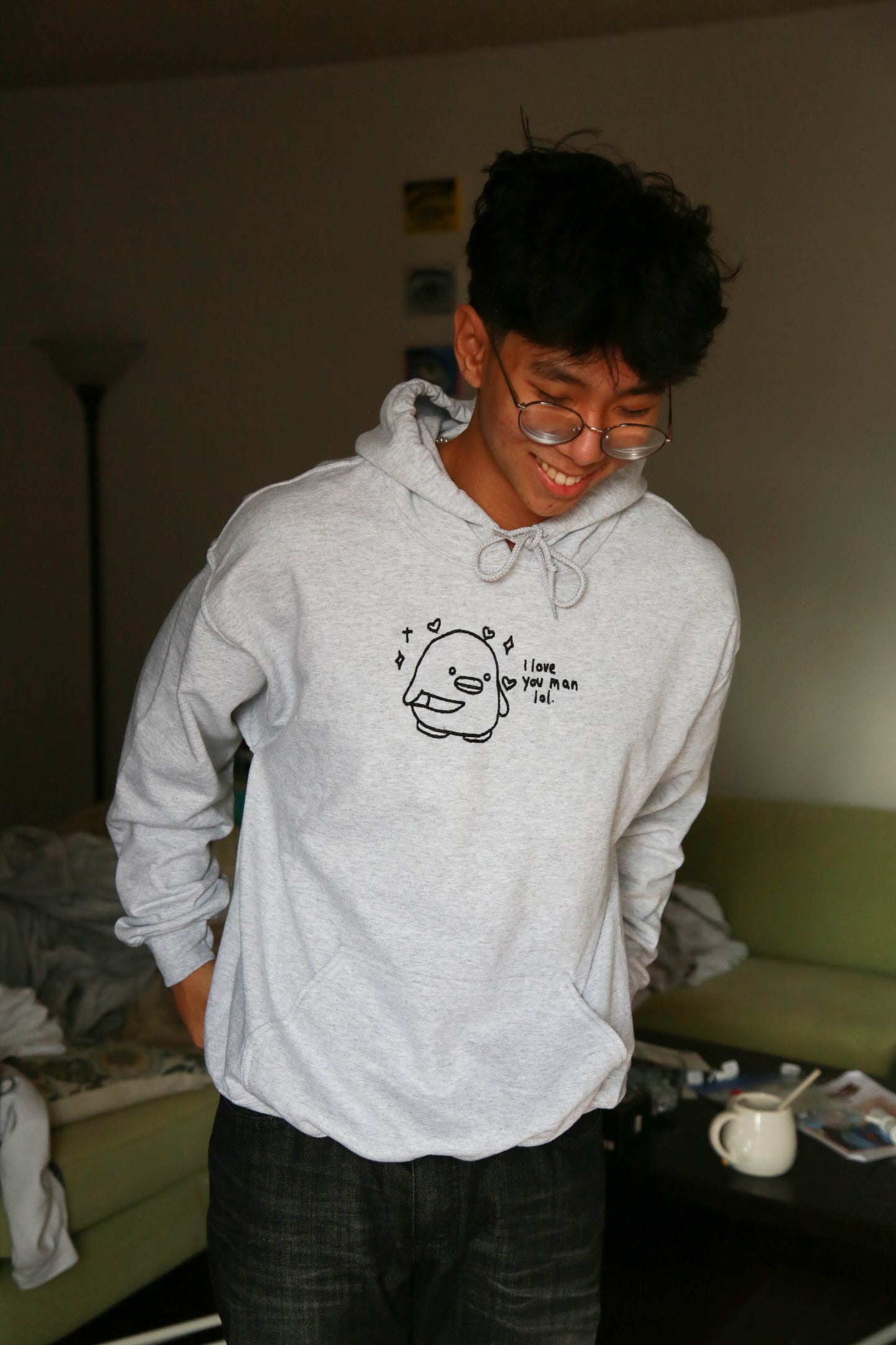 "i love u man lol" Duck Embroidery