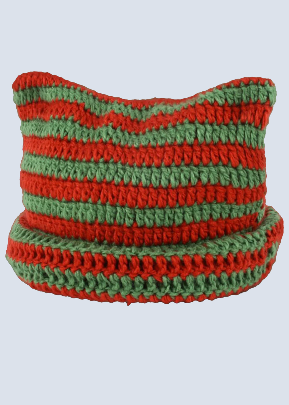 Crochet Cat Ear Striped Beanie Hat