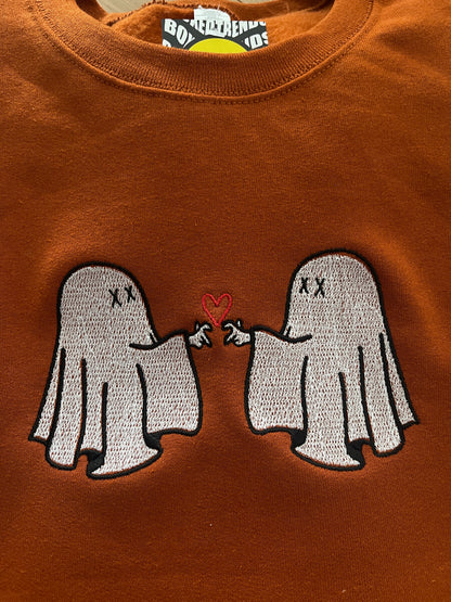 Dual Ghost Hand Hearts Lovers Embroidery