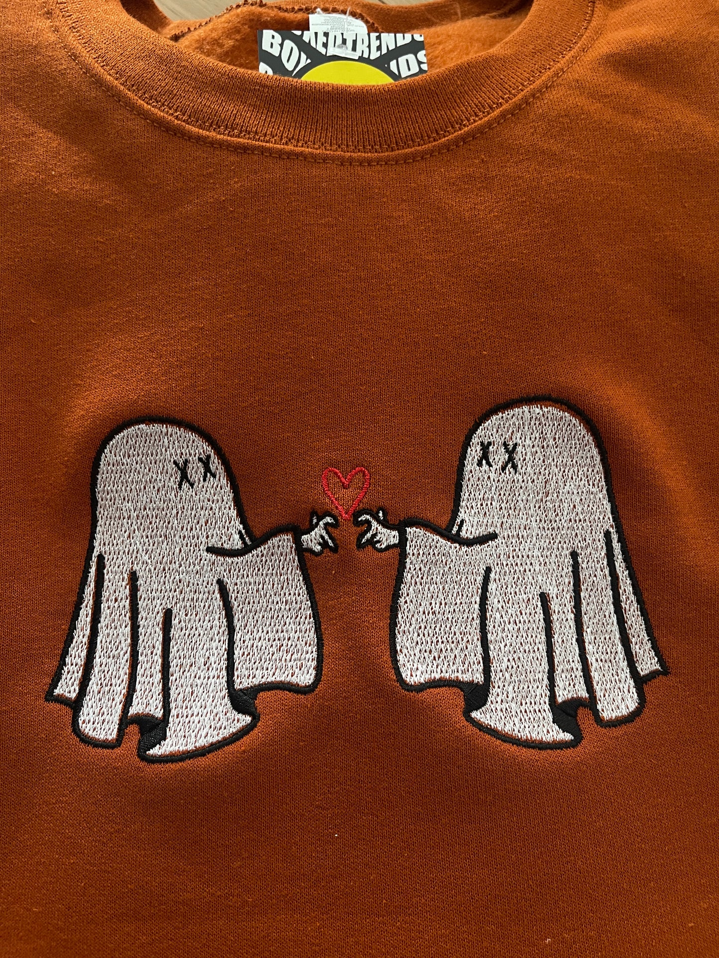 Dual Ghost Hand Hearts Lovers Embroidery