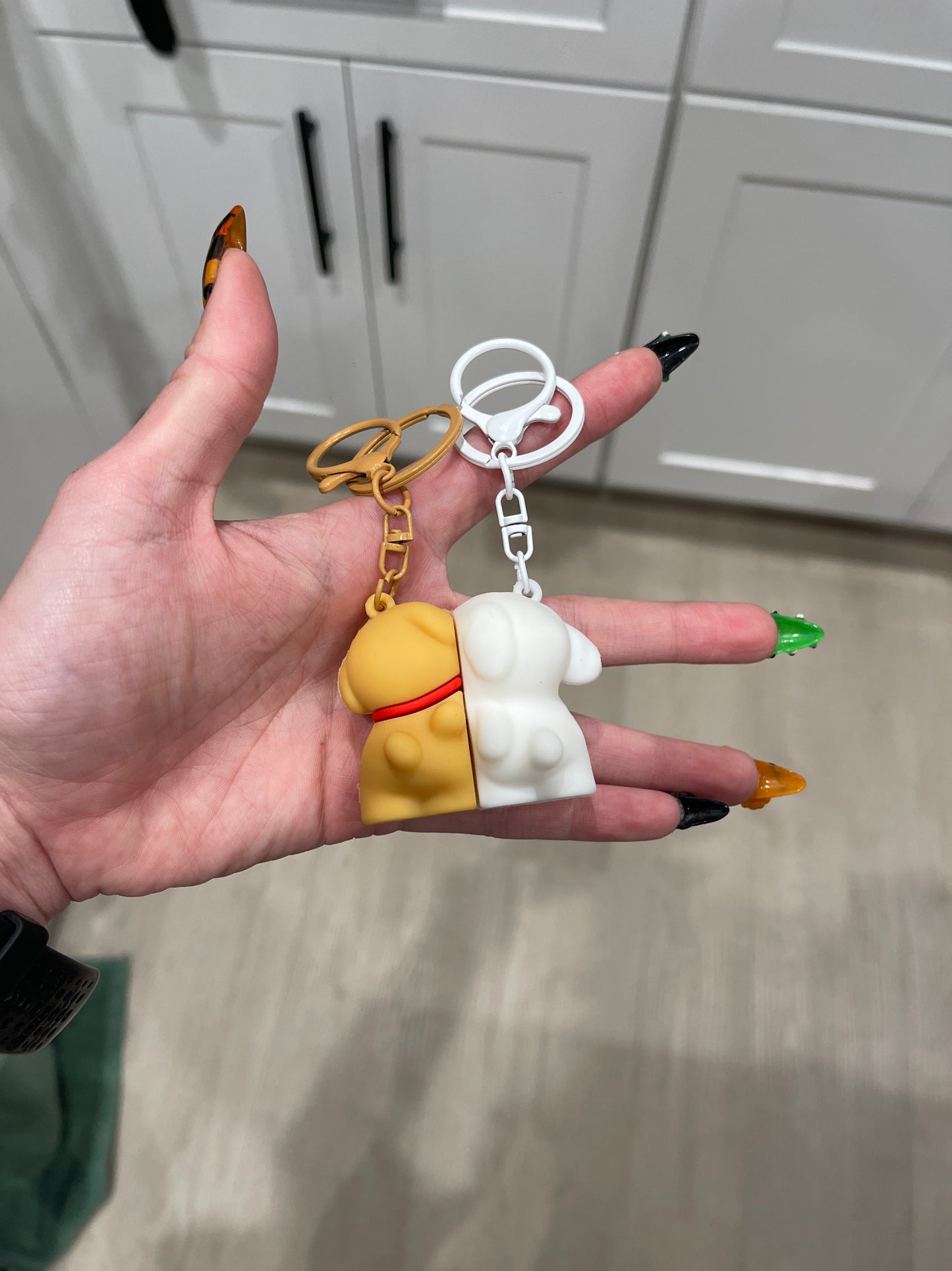 Magnetic White Dog and Golden Retriever Brown Bear and White Bear Matching Keychains