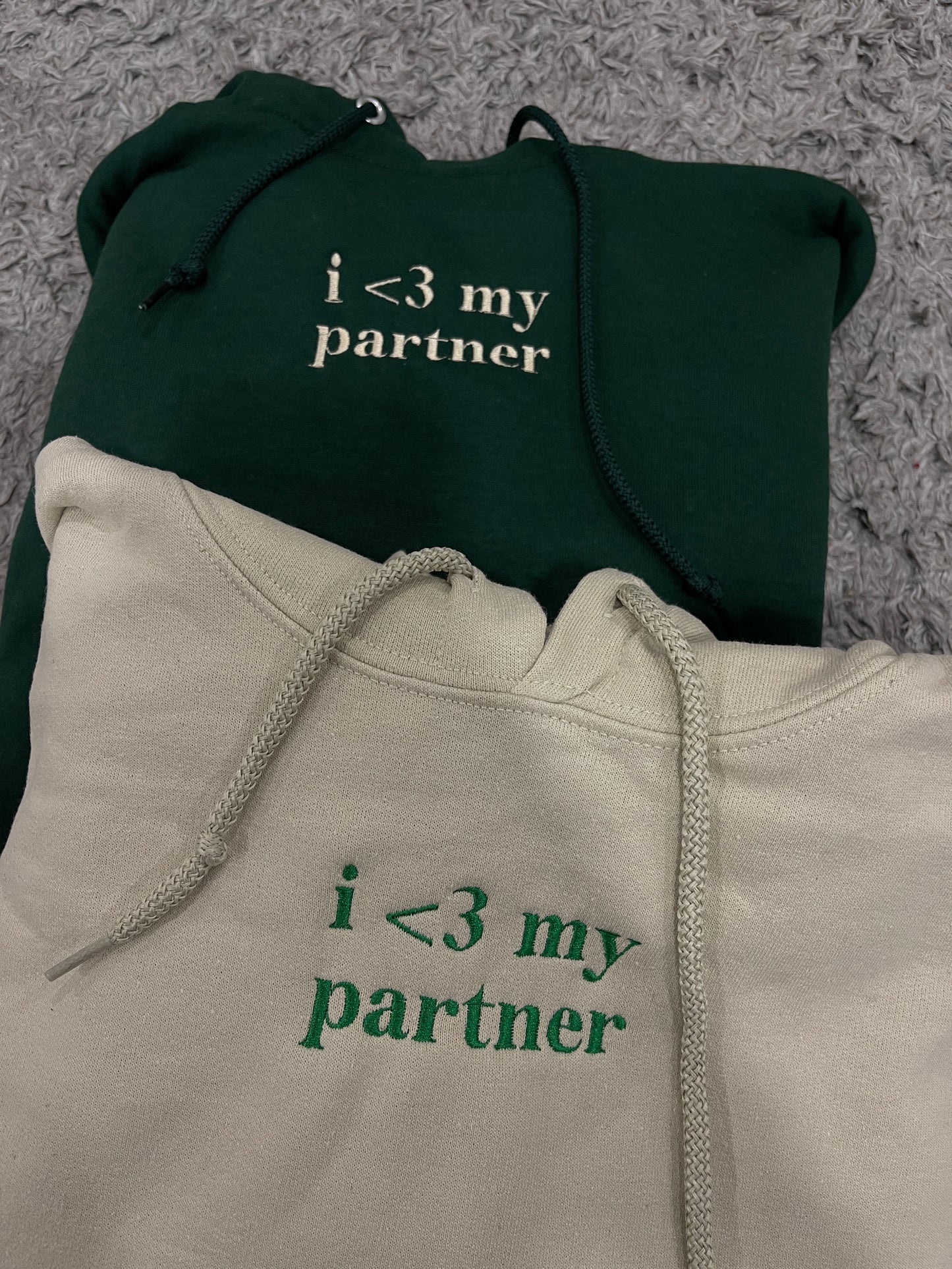 I Love My Partner Matching Embroidered Set