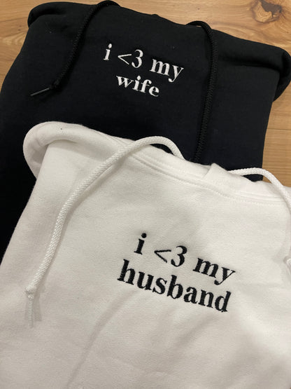 I Love My Husband / Wife Embroidered Matching Set