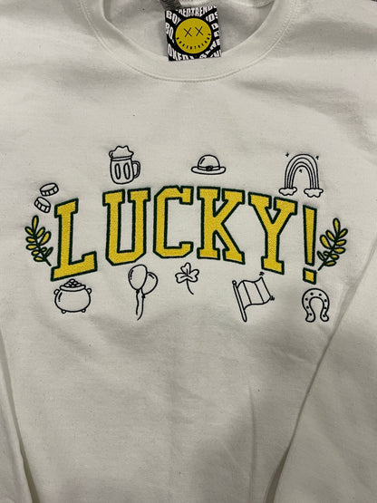 Lucky! Spellout Embroidery