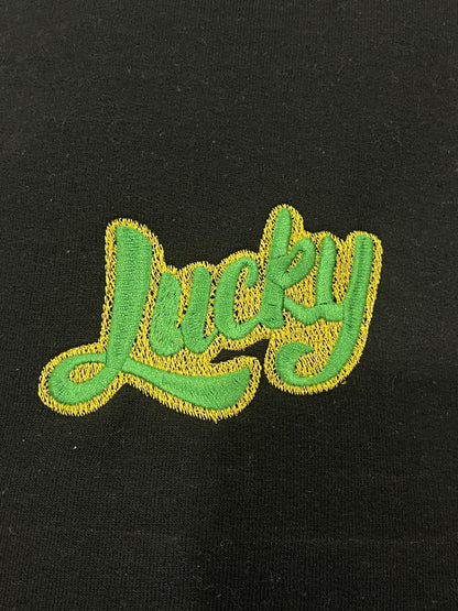 Lucky Retro Text Embroidery
