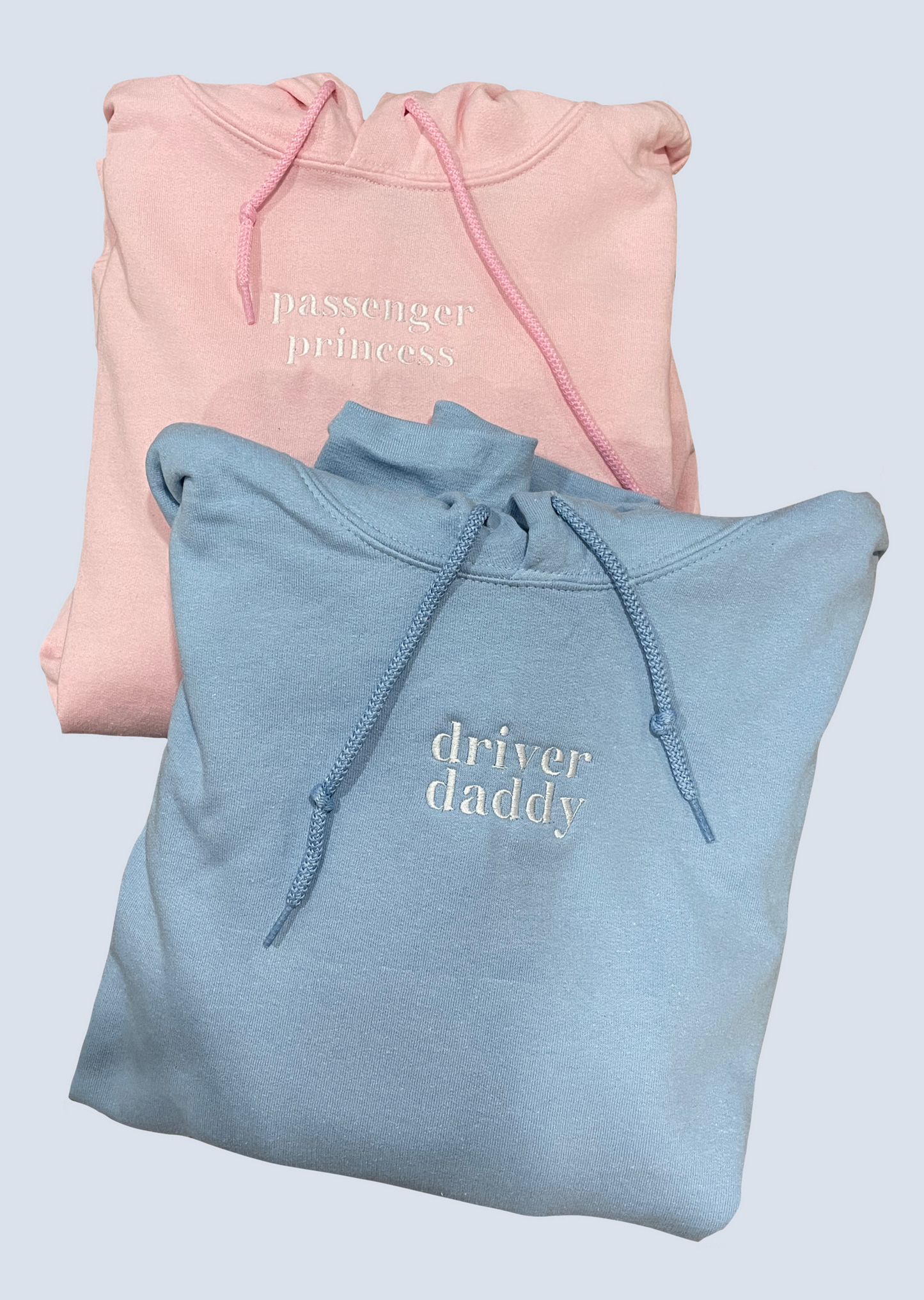 "Passenger Princess" and "Driver Daddy" Embroidered Matching Set