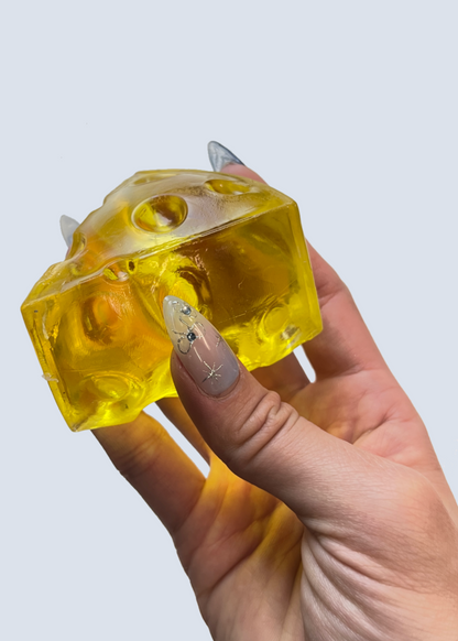 Clear Squishy Cheese Maltose Sugar Slow-Rising Stress Ball, Sensory Toy with Satisfying Texture