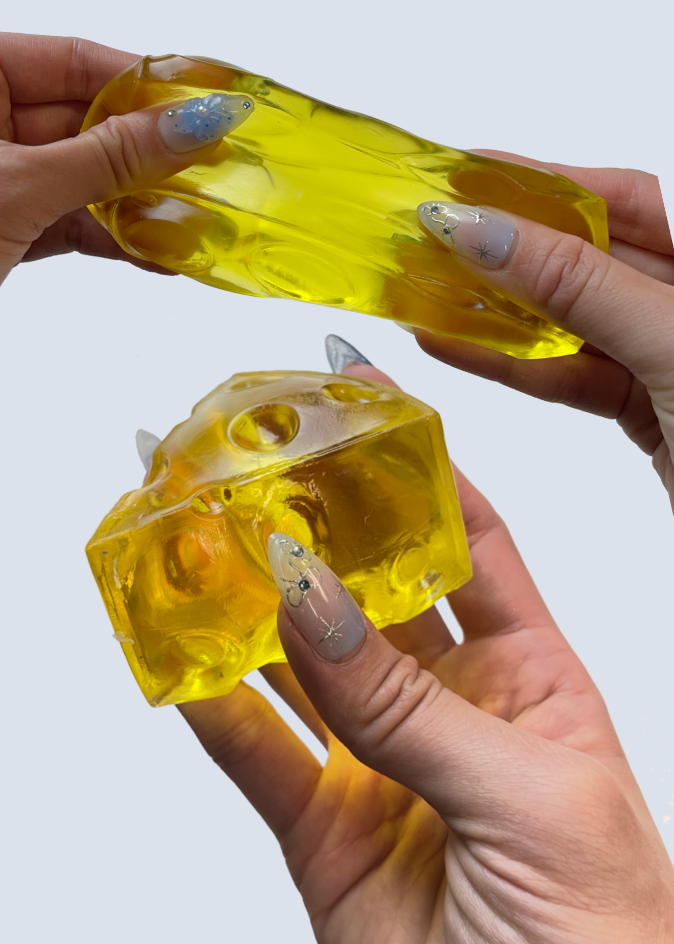 Clear Squishy Cheese Maltose Sugar Slow-Rising Stress Ball, Sensory Toy with Satisfying Texture