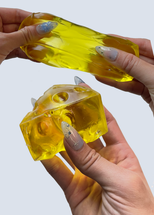 Clear Squishy Cheese Maltose Sugar Slow-Rising Stress Ball, Sensory Toy with Satisfying Texture