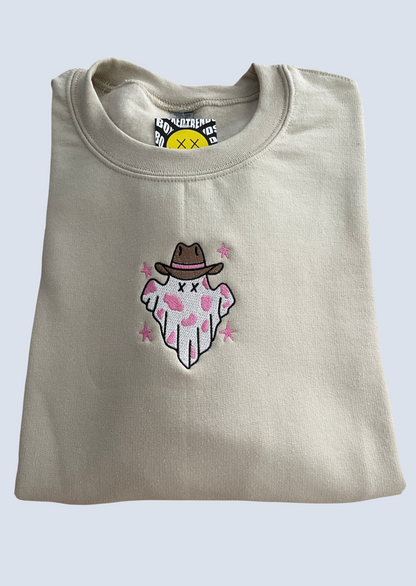 Cowboy Hat Cow Print Ghost Embroidery
