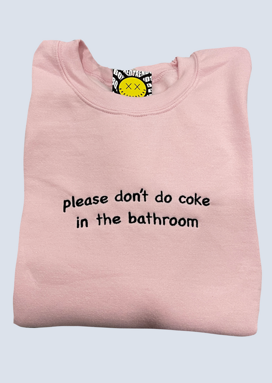 "please don't do coke in the bathroom" Embroidery