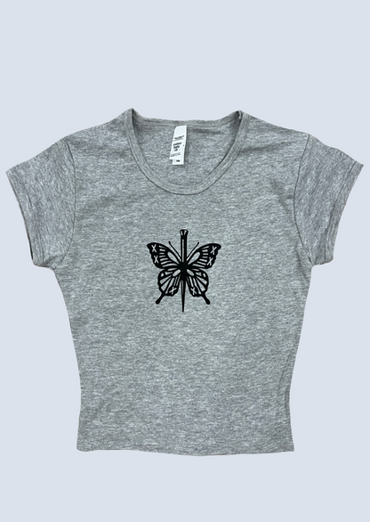 Single Butterfly Knife Screen Printed Baby Tee