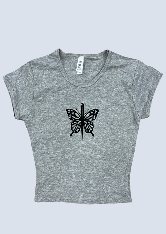 Single Butterfly Knife Screen Printed Baby Tee