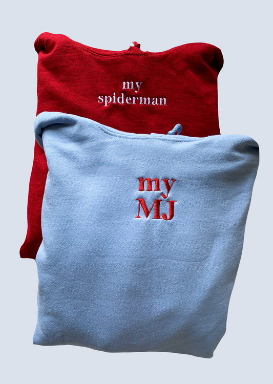 "My Spiderman" "My MJ" Embroidered Matching Set