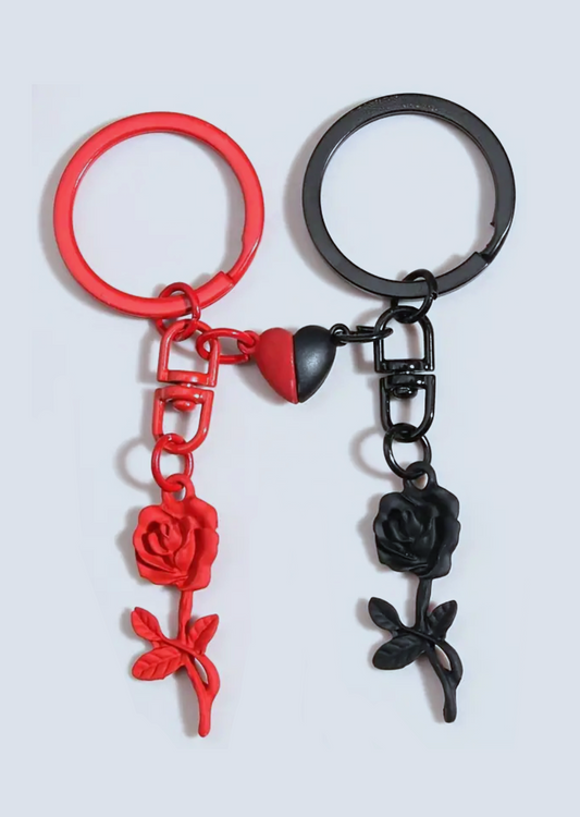 Red and Black Rose Magnetic Keychains