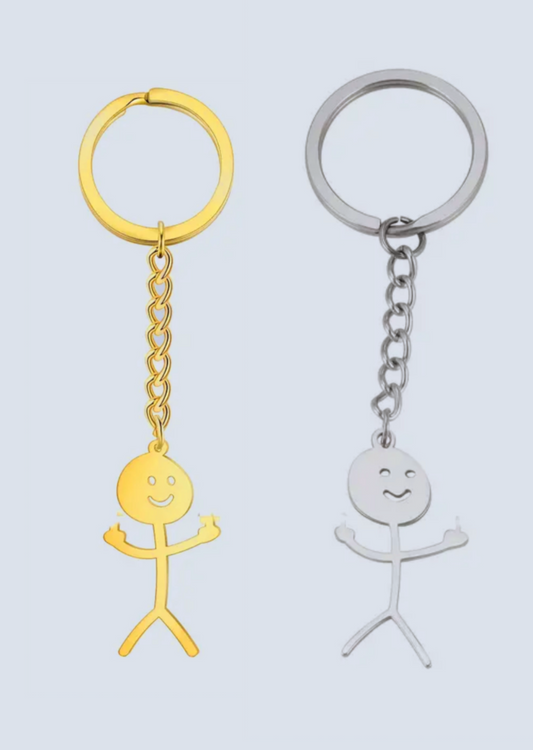 Middle Finger Gold and Silver Keychains