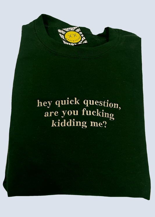 Hey Quick Question Are You Fucking Kidding Me Embroidery