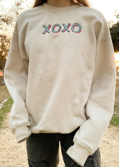 XOXO Tan Embroidered Sweatshirt