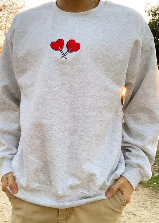 Lollipop Hearts Embroidered Ash Sweatshirt