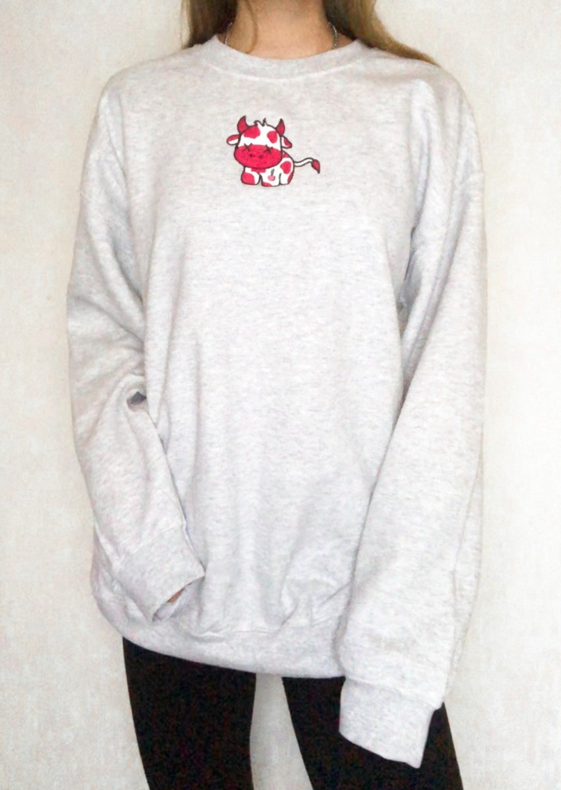 Cherry Cow Embroidered Sweatshirt