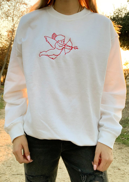 Red Cupid Embroidered Sweatshirt