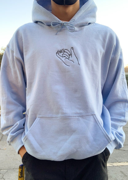 Pinky Promise Blue Singular Embroidered  Hoodie