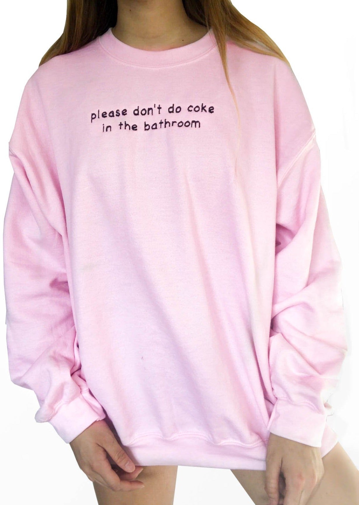"please don't do coke in the bathroom" Embroidered Sweatshirt