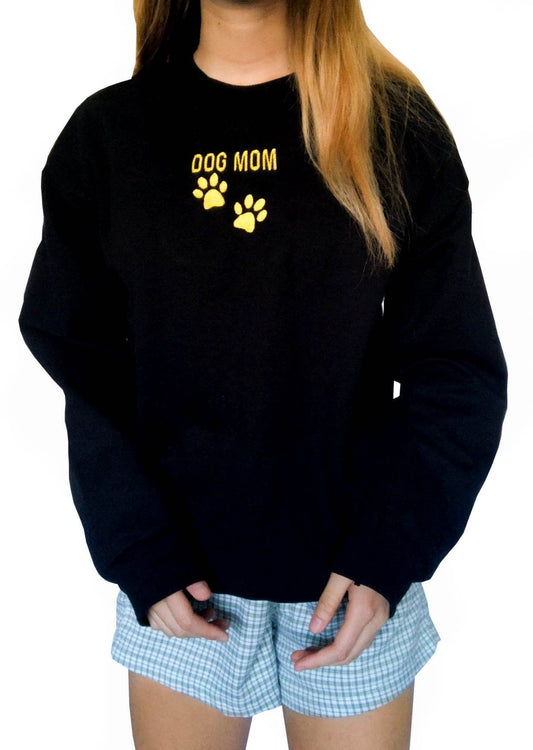 "DOG MOM" Embroidered Sweatshirt