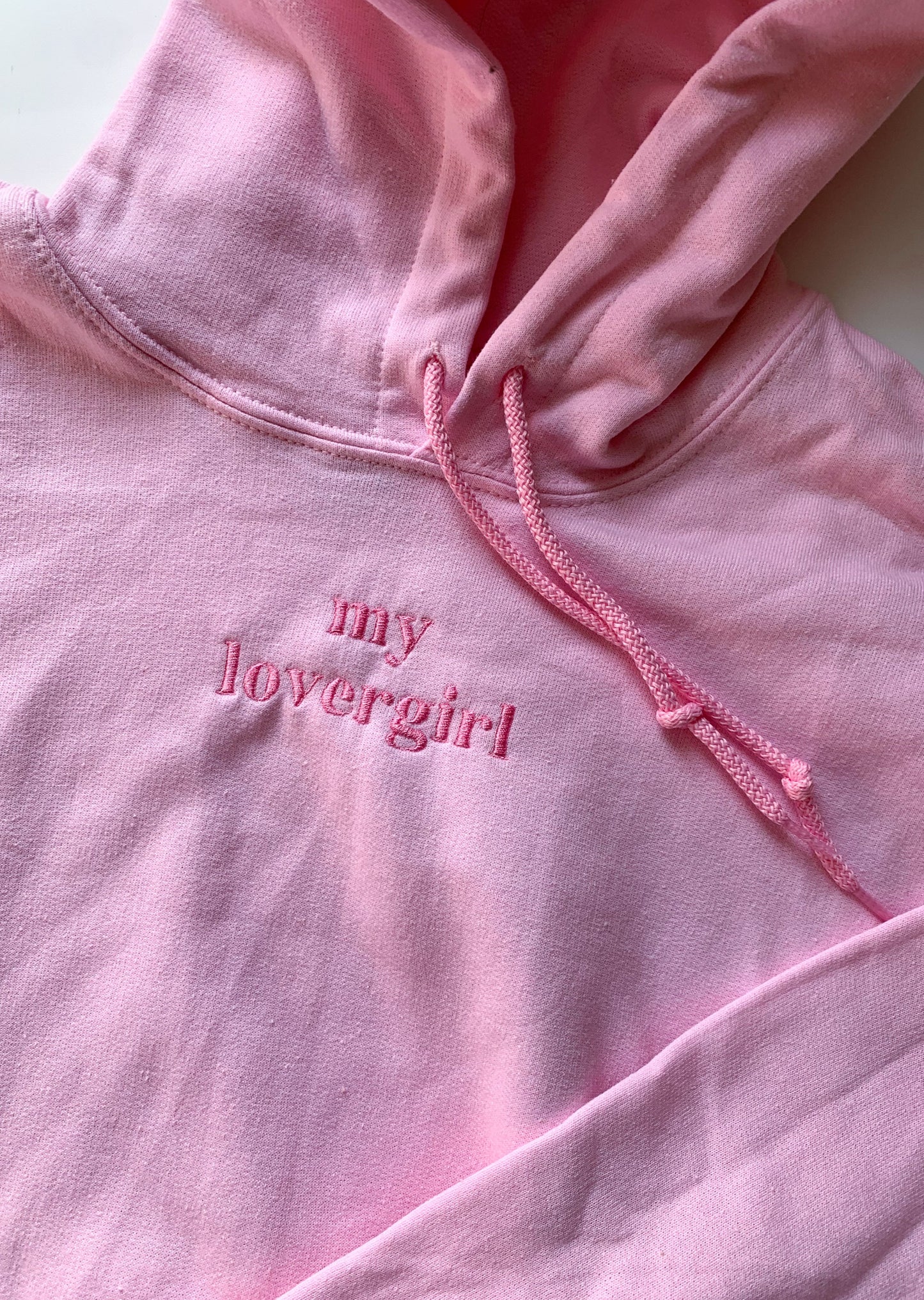 "My Lovergirl" Embroidered Pink Singular Hoodie