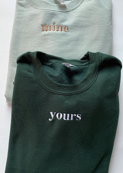 "mine" "yours" Embroidered Matching Set