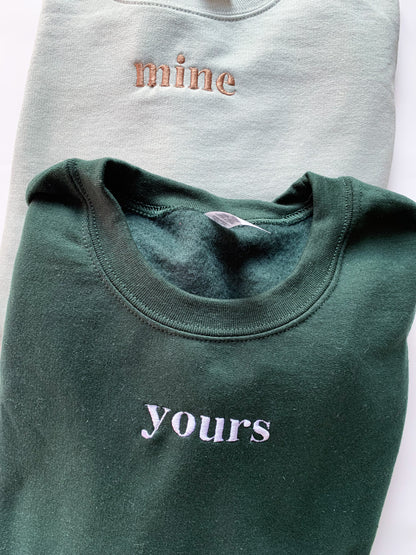 "mine" "yours" Embroidered Matching Set