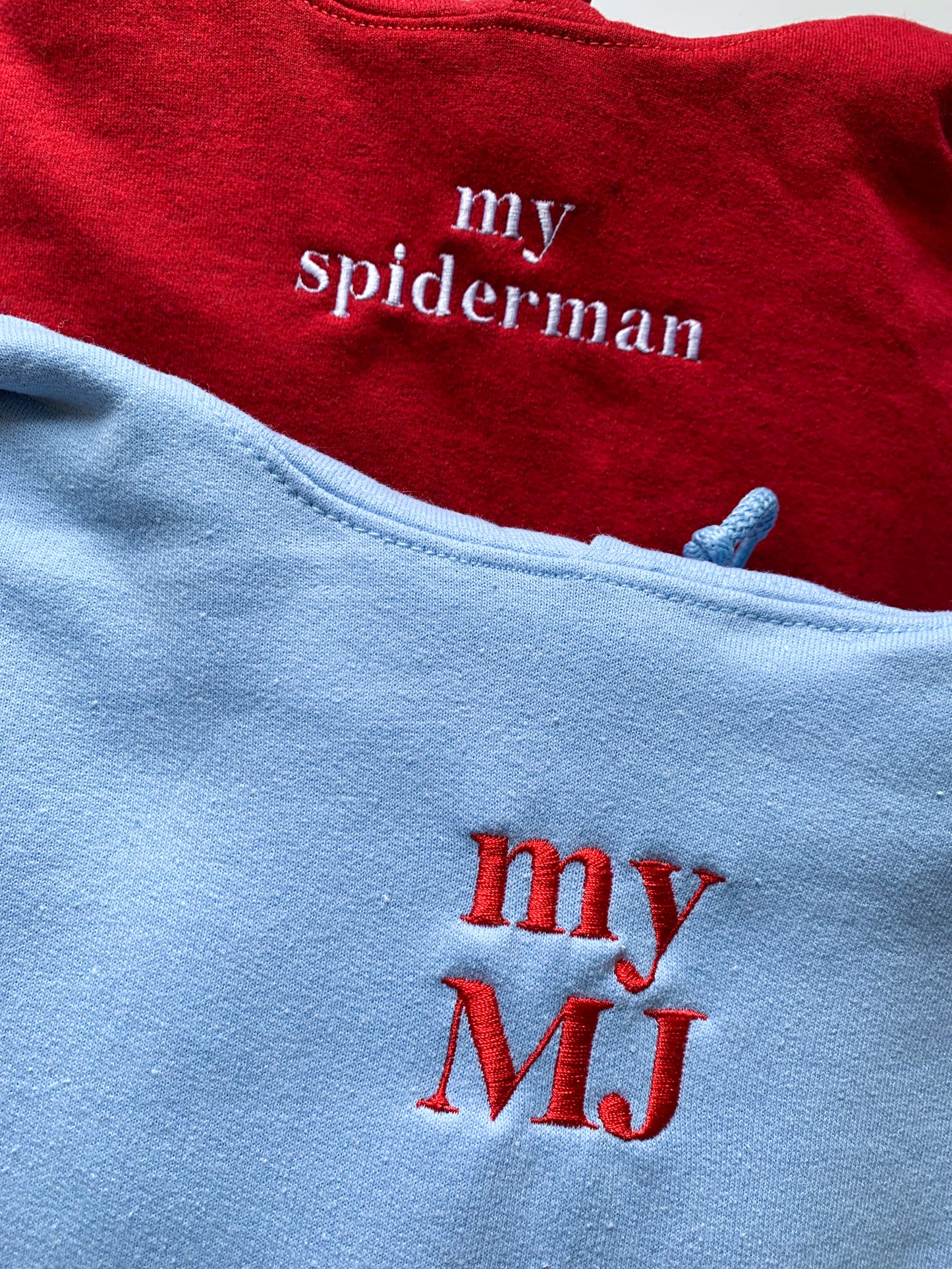 "My Spiderman" "My MJ" Embroidered Matching Set
