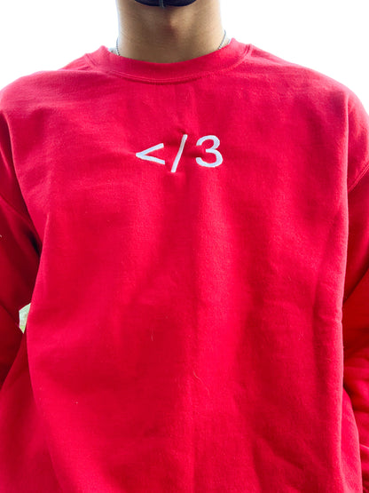 Broken Heart </3 Red Embroidered Singular Sweatshirt