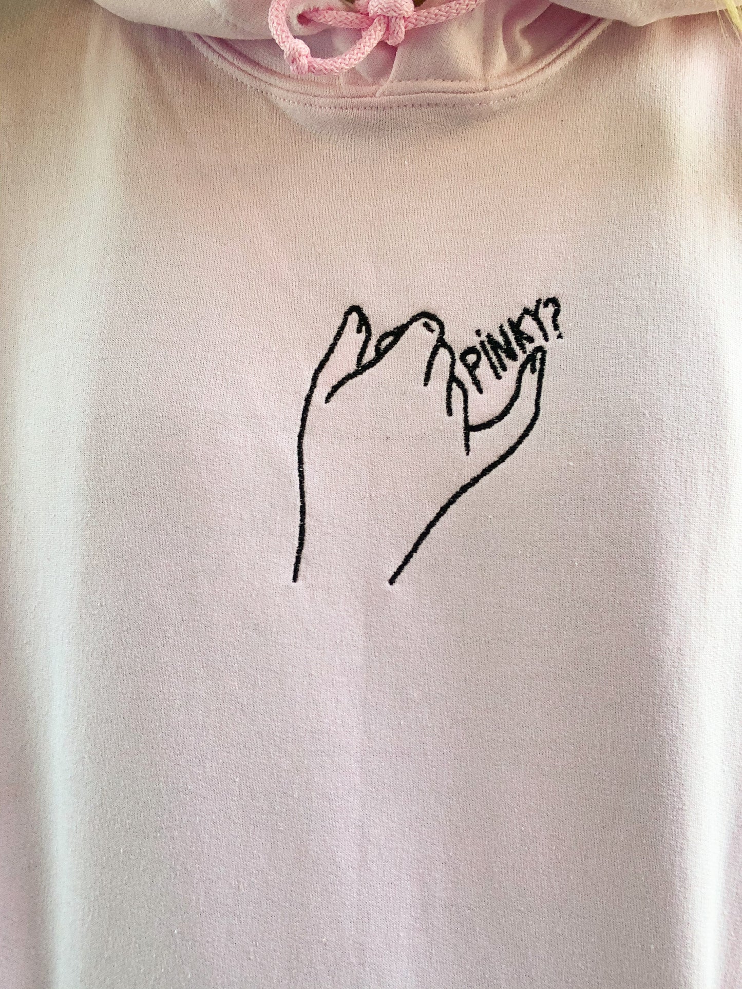 Pinky Promise Singular Pink Embroidered Hoodie