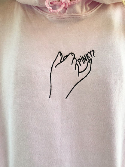 Pinky Promise Singular Pink Embroidered Hoodie